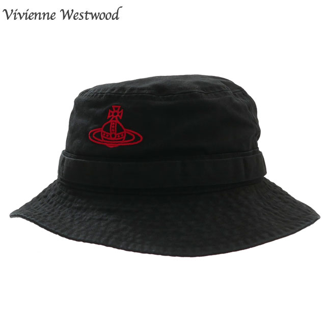 【月間優良ショップ7度受賞】 新品 ヴィヴィアン・ウエストウッド Vivienne Westwood コットンツイル サファリハット バケットハット BLACK ブラック 黒 メンズ レディース 新作