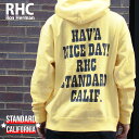 ロンハーマン 服 メンズ 【月間優良ショップ7度受賞】 新品 ロンハーマン RHC Ron Herman x スタンダードカリフォルニア STANDARD CALIFORNIA US Cotton HAND Logo Hoodie パーカー YELLOW イエロー 黄色 メンズ 新作