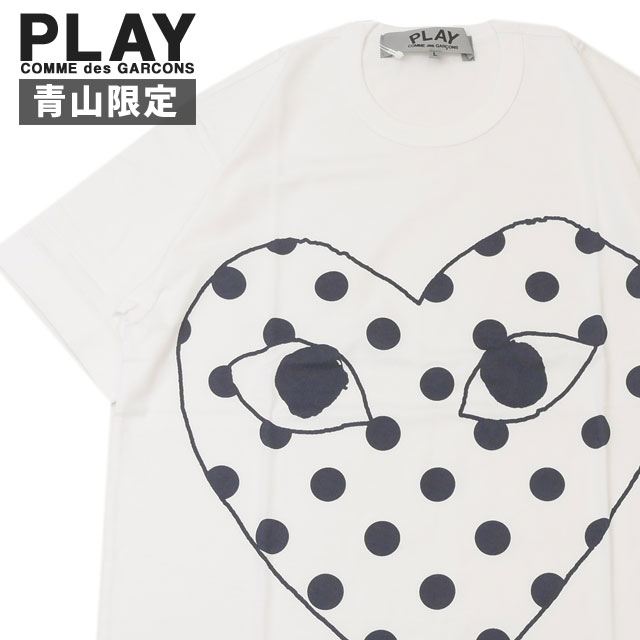 コム デ ギャルソン 【月間優良ショップ7度受賞】 新品 プレイ コムデギャルソン PLAY COMME des GARCONS 青山限定 MENS DOT HEART TEE Tシャツ メンズ T044 ワッペン ハート ロゴ クルーネック カットソー 日本製 ギャルソン 入手困難 親子コーデ お揃い ワンポイント