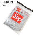 【月間優良ショップ 8度受賞】 新品 シュプリーム SUPREME x ヘインズ Hanes Crew Socks(4 Pack) 靴下 ソックス 4足セット ...