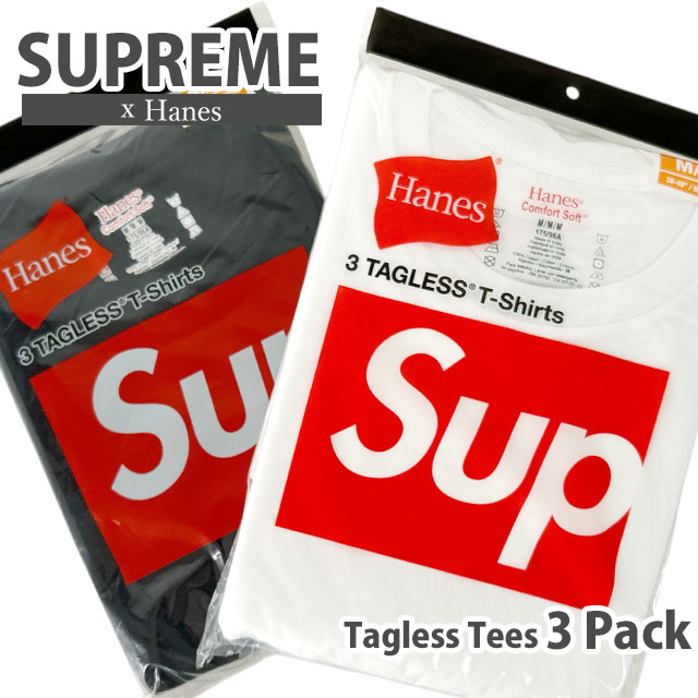 【月間優良ショップ 8度受賞】 新品 シュプリーム SUPREME x ヘインズ Hanes Tagless Tees (3 Pack) クルーネック Tシャツ...