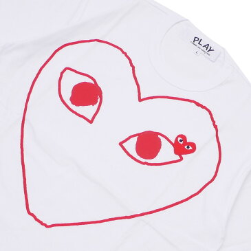 プレイ コムデギャルソン PLAY COMME des GARCONS MEN'S OUTLINE HEART WAPPEN TEE Tシャツ WHITExRED 200007745040 【新品】