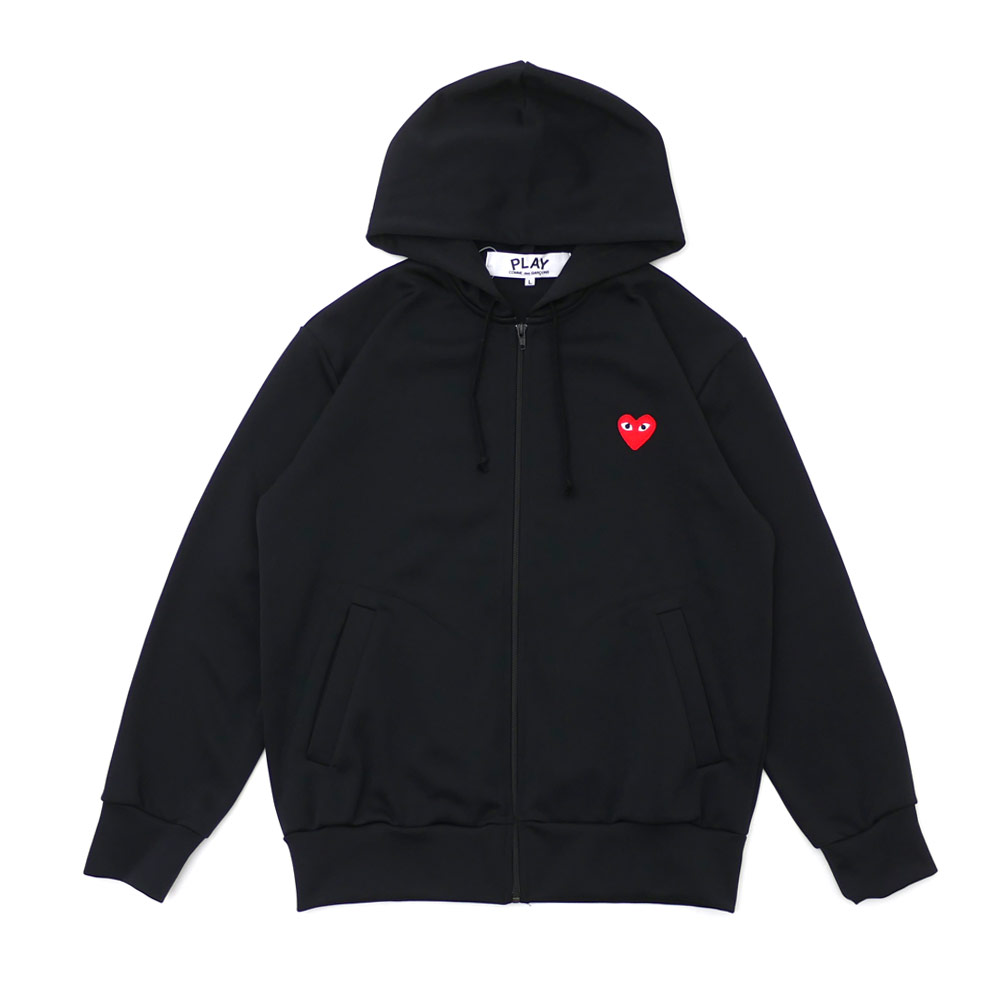 【月間優良ショップ 8度受賞】 新品 プレイ コムデギャルソン PLAY COMME des GARCONS MEN'S RED HEART ZIP UP JERSEY PARKA パーカー BLACK AX-T172-051