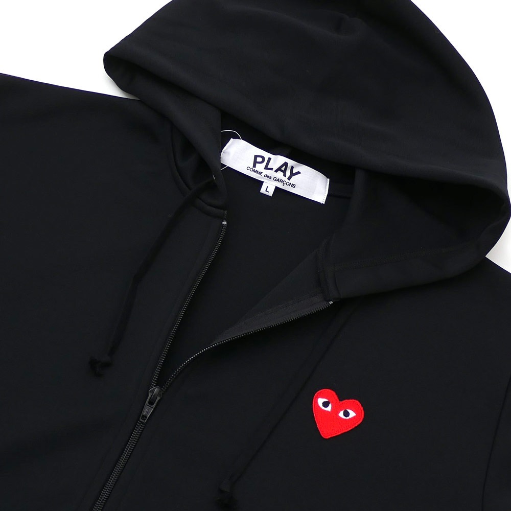 【月間優良ショップ 8度受賞】 新品 プレイ コムデギャルソン PLAY COMME des GARCONS MEN'S RED HEART ZIP UP JERSEY PARKA パーカー BLACK AX-T172-051