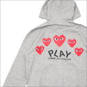 【月間優良ショップ7度受賞】 プレイ コムデギャルソン PLAY COMME des GARCONS MEN'S FIVE RED HEART HOODIE スウェットパーカー GRAY 212001024042 【新品】