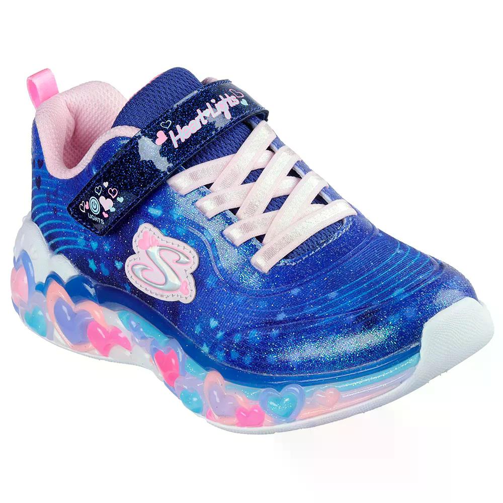 SKECHERS - スケッチャーズ エターナル ハート ライツ キッズ スリッポン スニーカー （ NavySparkleMesh/MultiTrim ） | SKECHERS Eternal Heart Lights Kids Slip-On Sneakers [t]