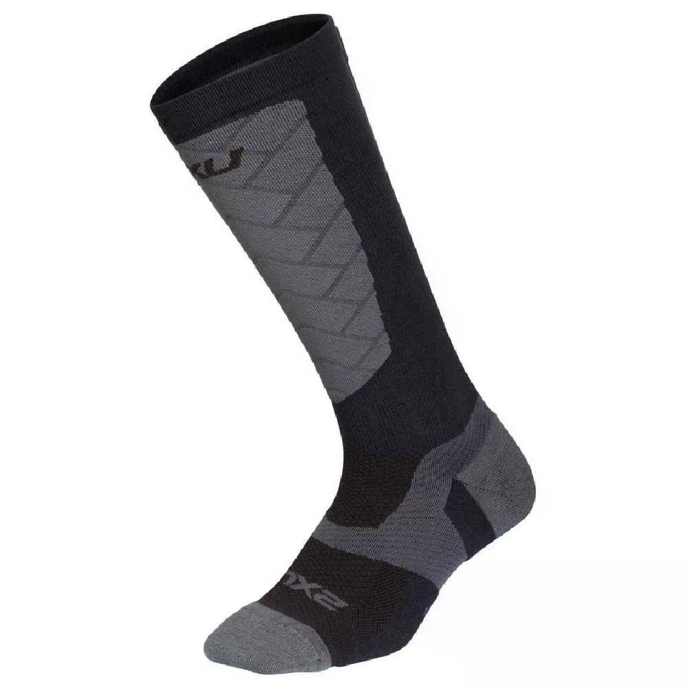 ツータイムズユー ベクター アルパイン コンプレッション ニーハイ ソックス 32-37 cm （ Black/Titanium ） | 2XU Vectr Alpine Compression Knee High Socks 32-37 cm 