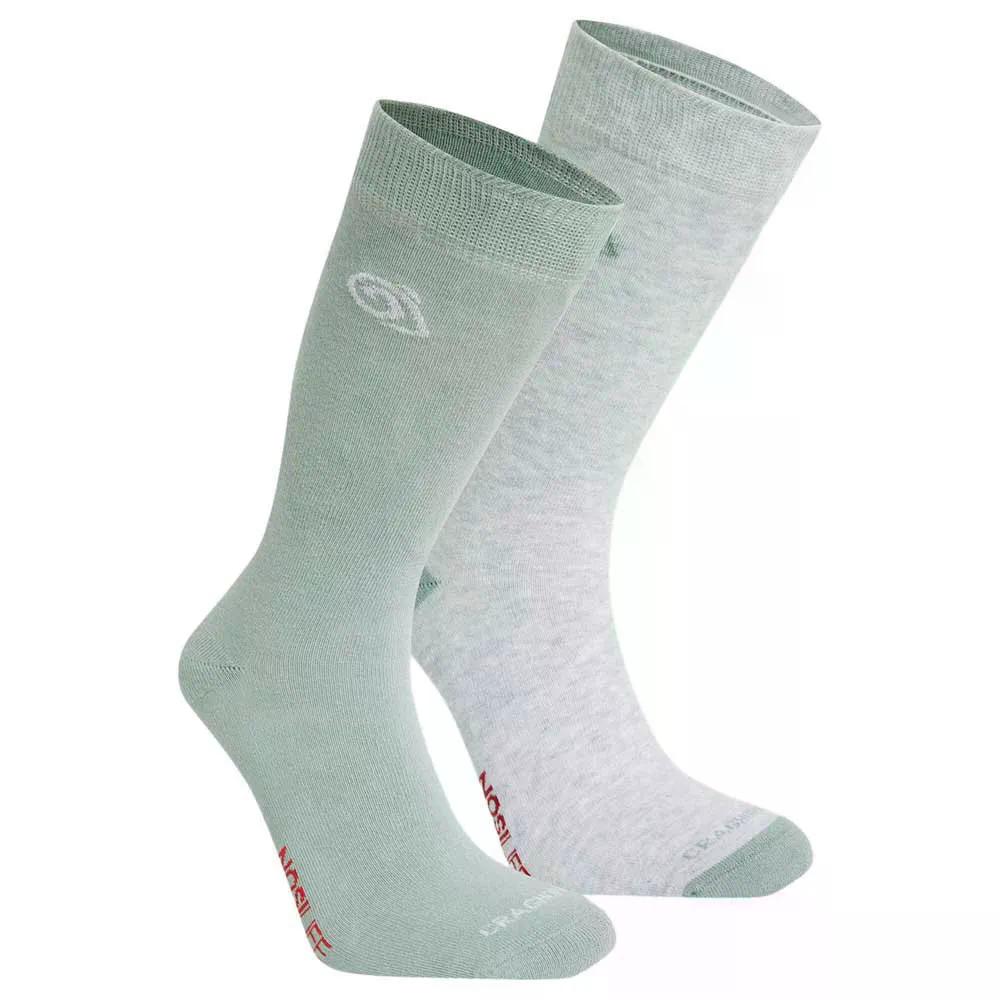 クラグホッパーズ ノシライフ ツインパック ハーフ ニーハイ ソックス （ SoftGreyMarl/LichenGreen ） | CRAGHOPPERS NosiLife Twin Pack Half Knee High Socks 