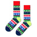 ハッピーソックス クリスマス ストライプ ハーフ ロング ソックス ( Red ) | HAPPY SOCKS Christmas Stripe Half lo...