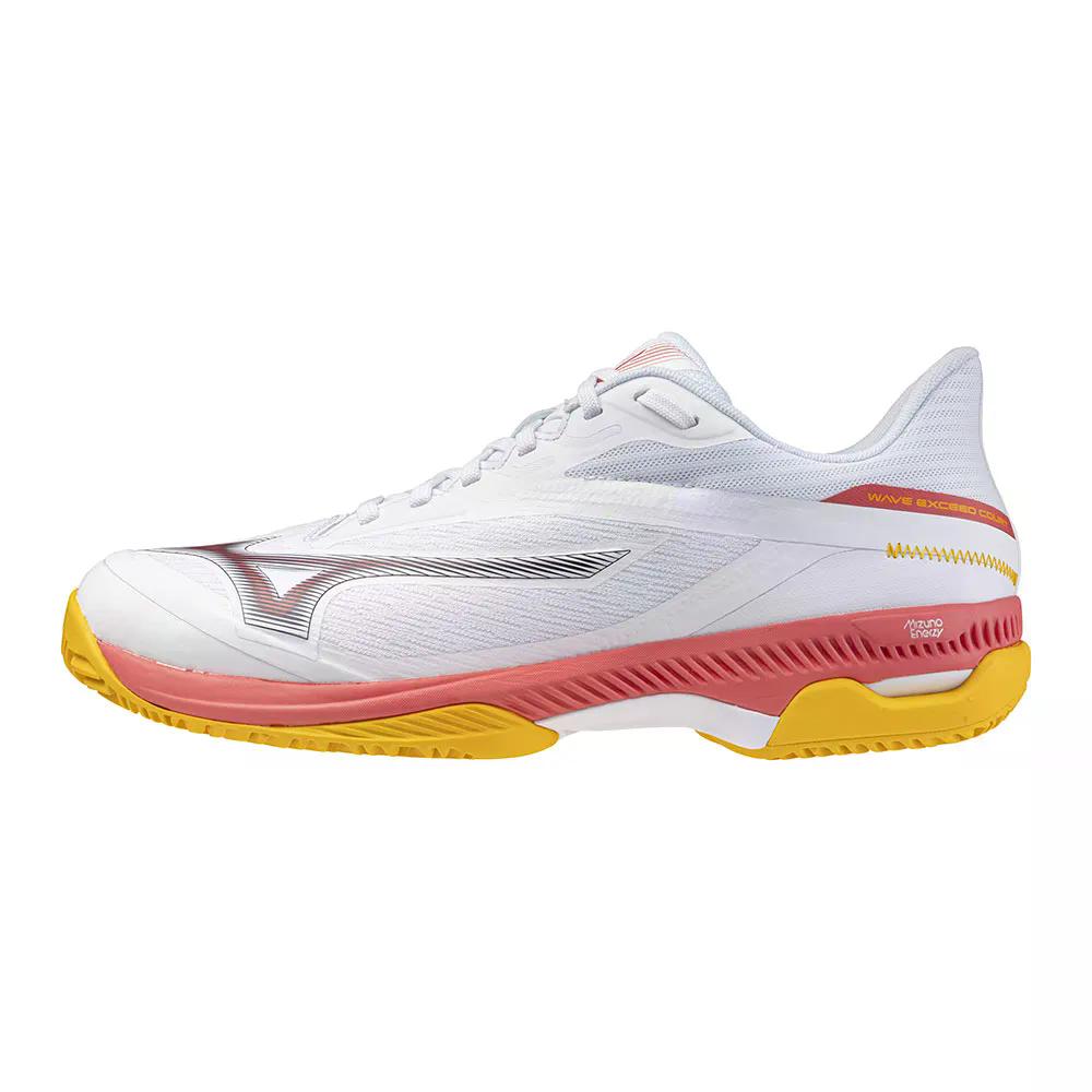 Shoes - ミズノ ウェーブ エクシード コート CC クレーコート テニスシューズ （ White/CalypsoCoral/Citrus ） | MIZUNO Wave Exceed Court CC Clay Court Tennis Shoes [t]