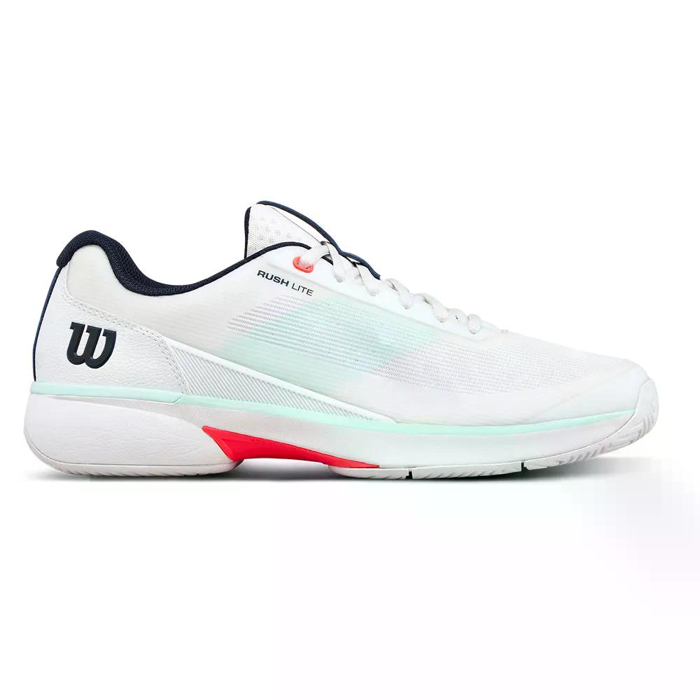 ウィルソン ラッシュ ライト 5 オールコート テニスシューズ （ White/Bay/FieryCoral ） | WILSON Rush Lite 5 All Court Tennis Shoes [t]