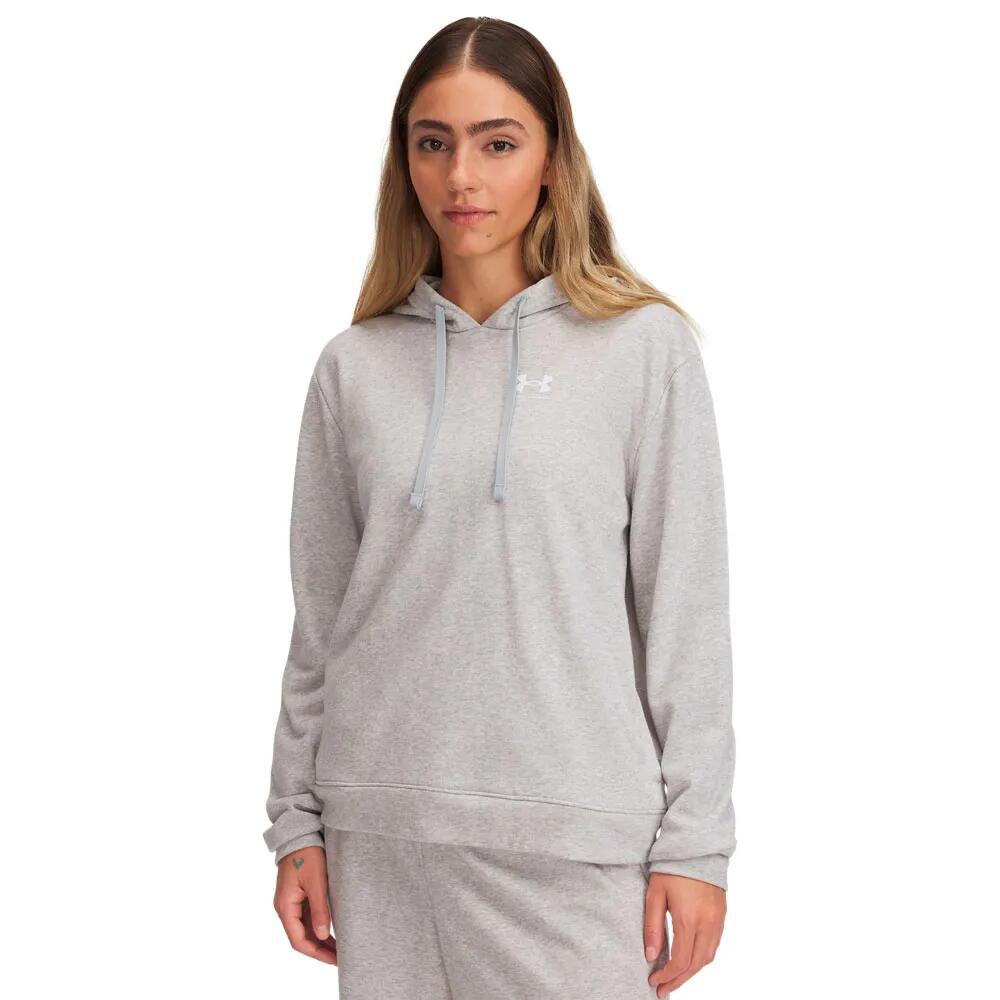 アンダーアーマー ライバル テリー フーディ レディース （ Mod Gray Light Heather / White ） | UNDER ARMOUR Rival Terry hoodie Women [t]
