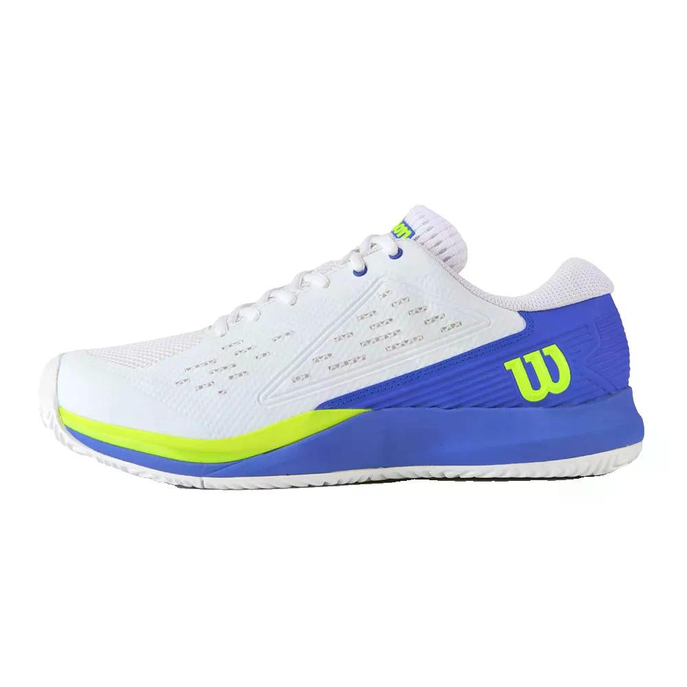 ウィルソン ラッシュ プロ エース オールコート テニスシューズ （ White/AmparoBlue/SafetyYellow ） | WILSON Rush Pro Ace All Court Tennis Shoes [t]