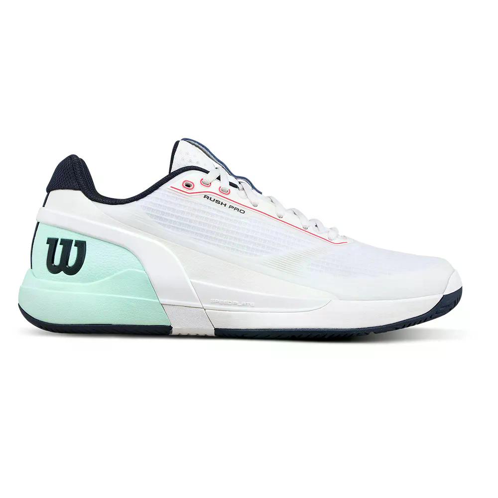網球 - ウィルソン ラッシュ プロ 5 オールコート テニスシューズ （ White/Bay/FieryCoral ） | WILSON Rush Pro 5 All Court Tennis Shoes [t]