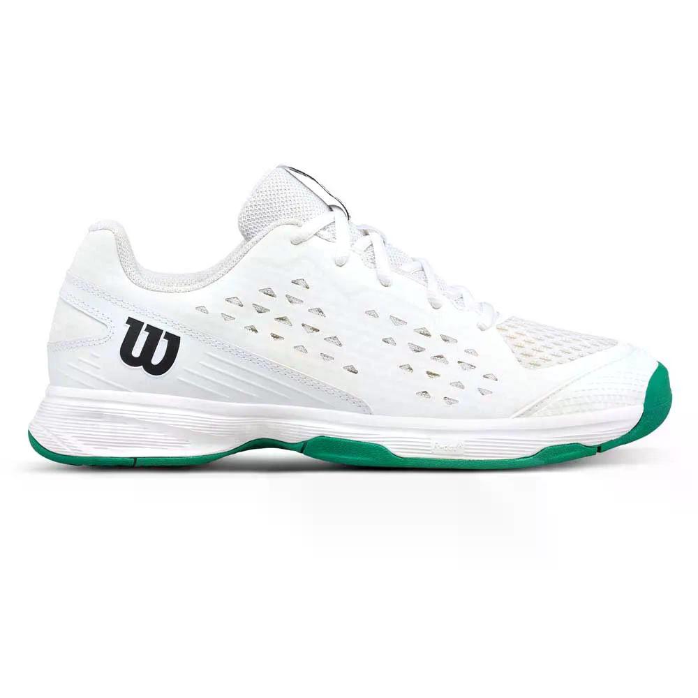 ウィルソン ラッシュ プロ ジュニア オールコート テニスシューズ （ White/White/Bosphorus ） | WILSON Rush Pro Junior All Court Tennis Shoes [t]
