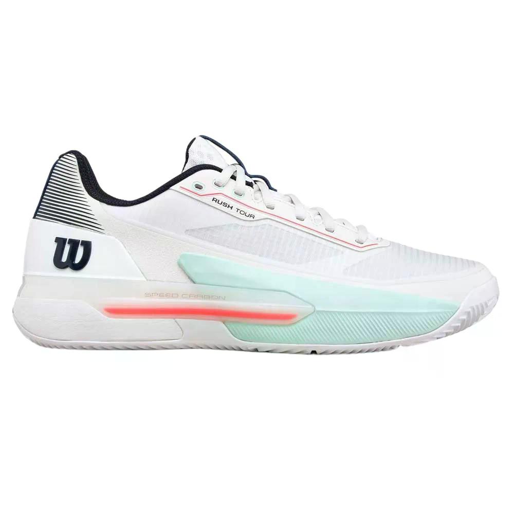 樂天商城 - ウィルソン ラッシュ ツアー 5 クレーコート テニスシューズ （ White/Bay/FieryCoral ） | WILSON Rush Tour 5 Clay Court Tennis Shoes [t]