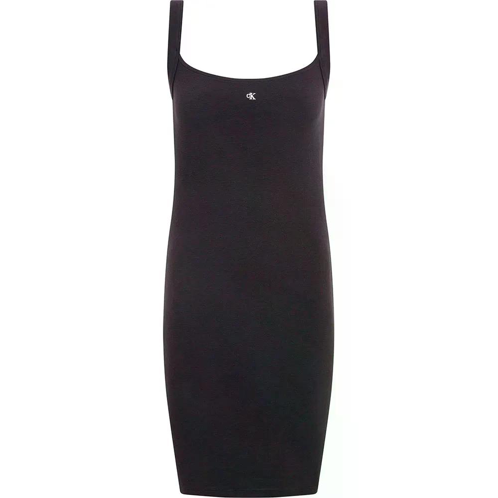 カルバン クライン ジーンズ ソフト リブ フィット＆フレア スリーブレス ショート ドレス （ CkBlack ） | CALVIN KLEIN JEANS Soft Rib Fit&Flaresleeveless short dress 
