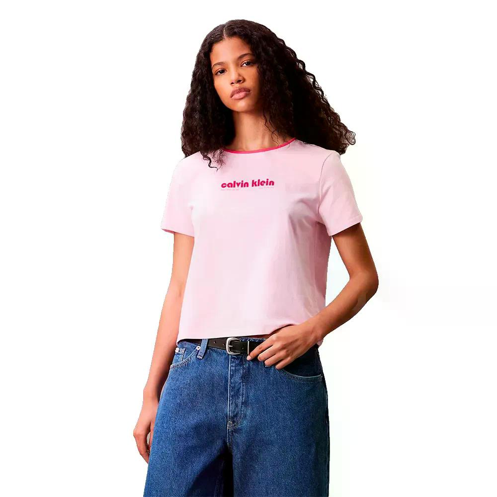 樂天商城 - カルバン クライン ジーンズ D2 ファッション レトロ ロゴ ショートスリーブ Tシャツ レディース （ SweetPink ） | CALVIN KLEIN