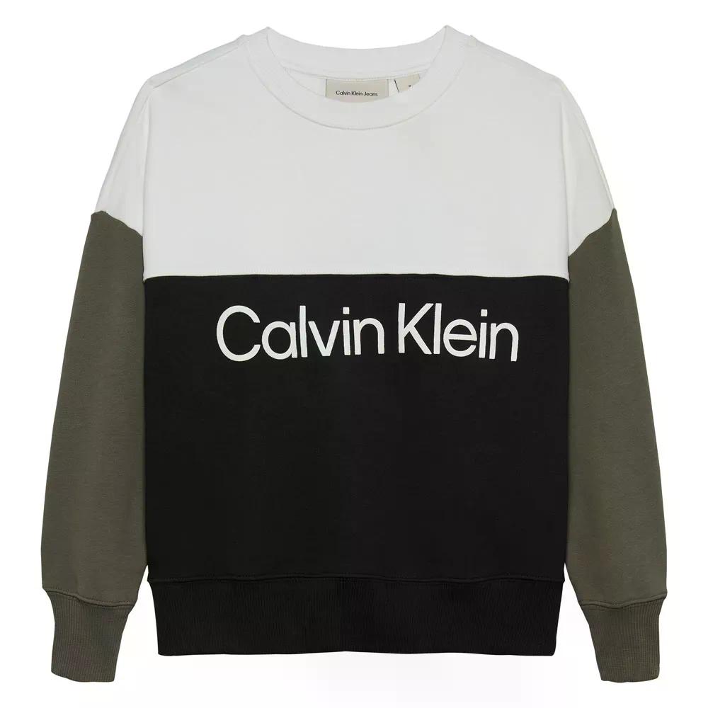 カルバン クライン ジーンズ テリー ブロッキング ボーイズ スウェットシャツ （ CkBlack/Olive/White ） | CALVIN KLEIN JEANS Terry Blocking Boys sweatshirt 