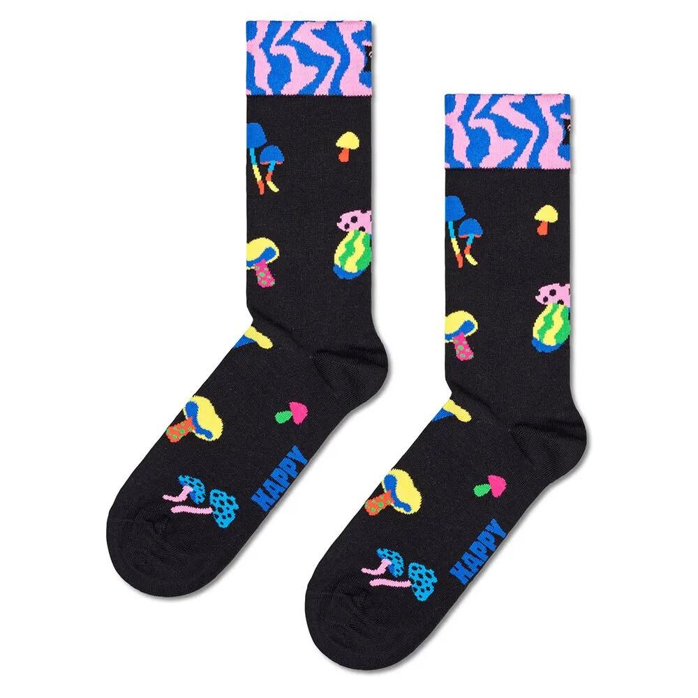 ハッピーソックス マッシュルーム ハーフ ロング ソックス （ Black ） | HAPPY SOCKS Mushrooms Half long socks [t]
