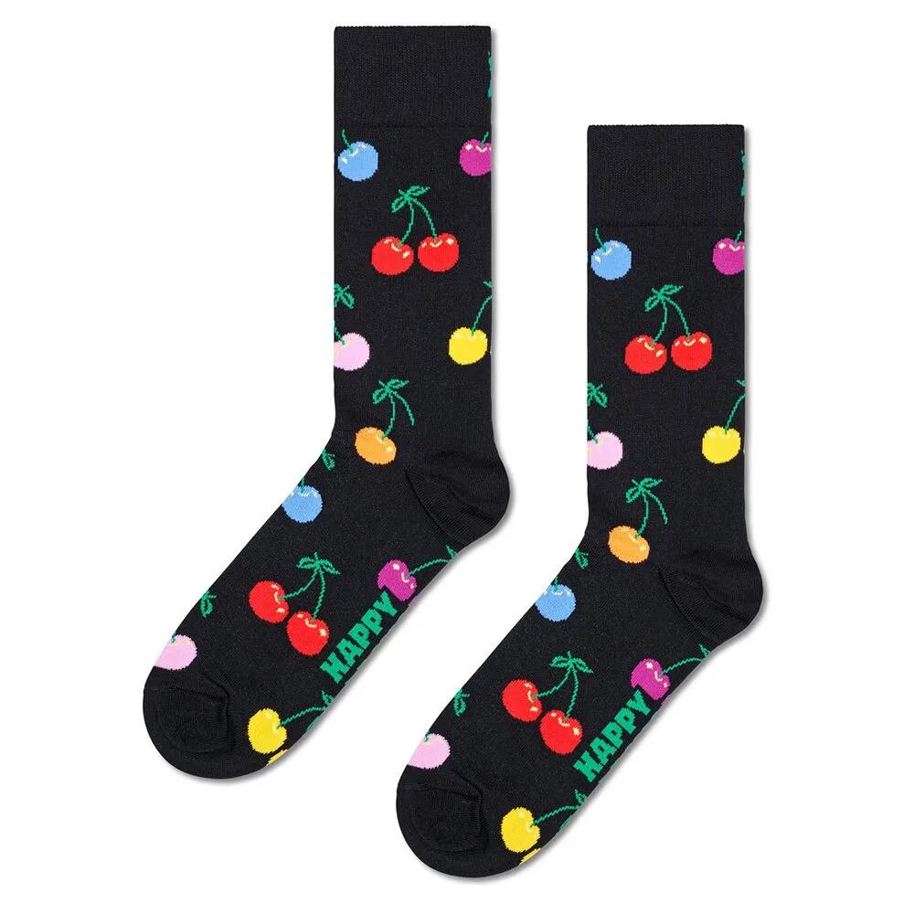 ハッピーソックス チェリー ハーフ ロング ソックス （ Black ） | HAPPY SOCKS Cherry Half long socks [t]