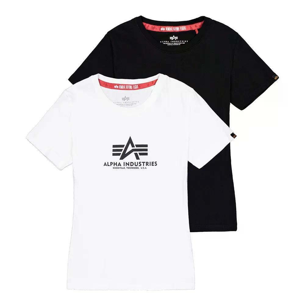 アルファインダストリーズ ニュー ベーシック ショートスリーブ Tシャツ レディース 2枚組 （ Black/White ） [t]