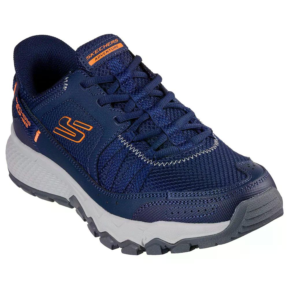スケッチャーズ ダイナマイト AT エスカパー ハイキング シューズ （ NavyLeather/Textile/OrangeTrim ） | SKECHERS Dynamite AT Escapar Hiking Shoes 