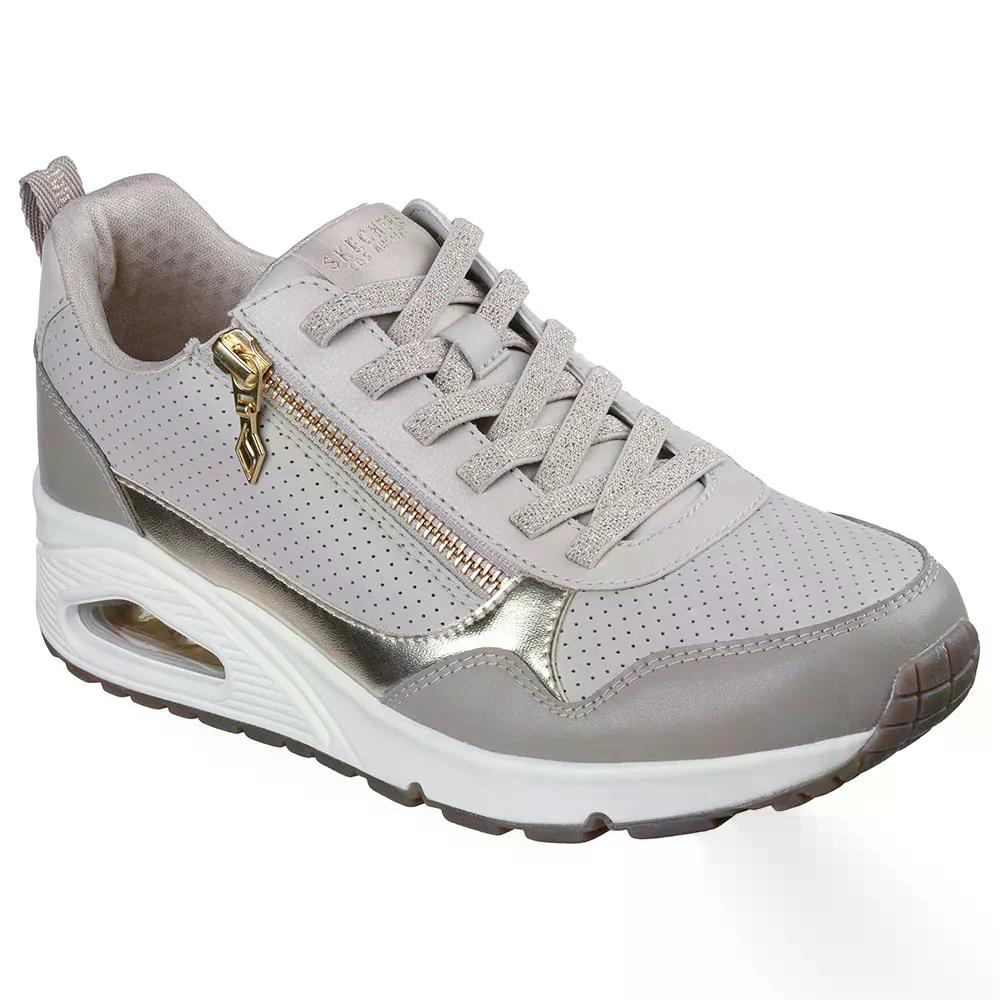 スケッチャーズ ウノ メタリック スライダーズ スニーカー レディース （ TaupeDuraleather/Mesh ） SKECHERS Uno Metallic Sliders Sneakers Woman t