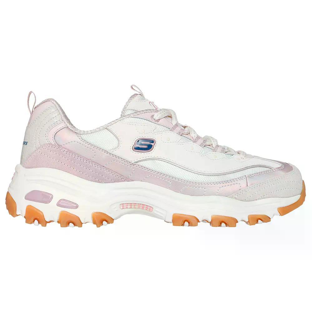 スケッチャーズ ディーライト ダズリング シャイン スニーカー レディース （ PinkPu/OffWhiteMesh/IridescentAccent/PinkTrim ) [t]