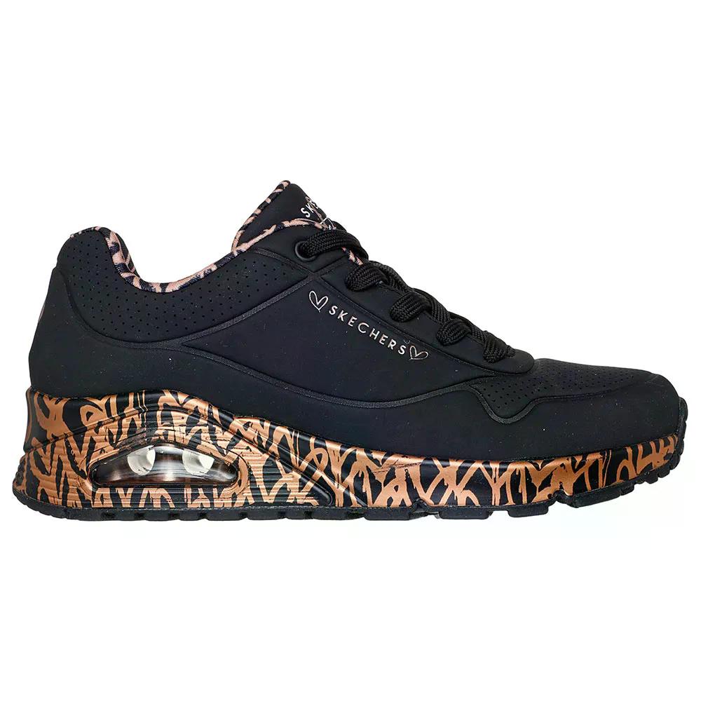 スケッチャーズ ウノ ラビング ラブ スニーカー レディース （ BlackDurabuck/RoseGoldTrim ） | SKECHERS Uno Loving Love Sneakers Woman [t]