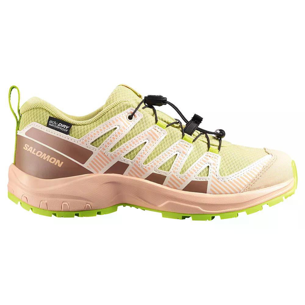 サロモン XA プロ V8 ウォータープルーフ トレイル ジュニア ランニングシューズ （ Endive/Burro/AlmondCream ） 