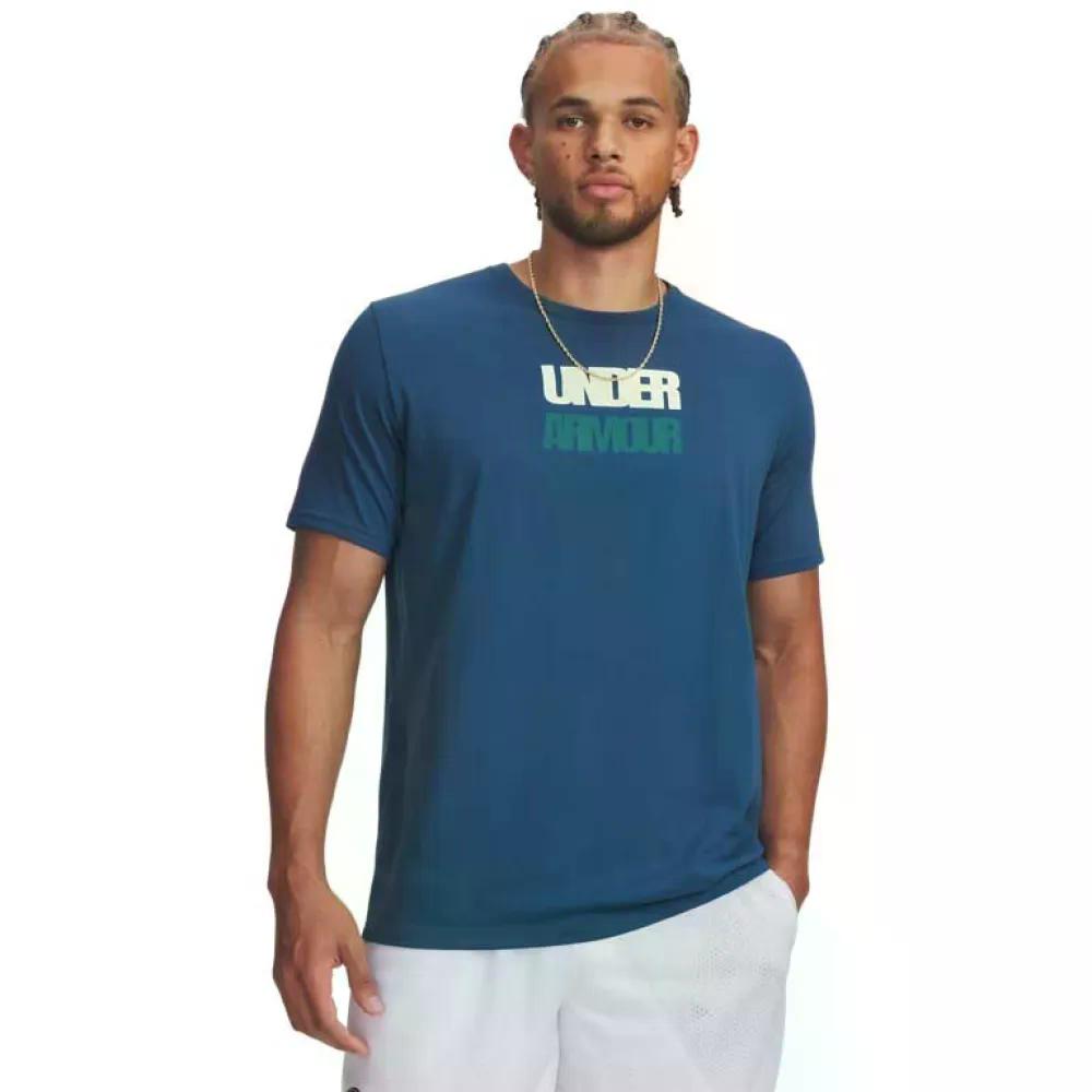 樂天商城 - UNDER ARMOUR Block Logo 半袖Tシャツ （ Blue ） [t]