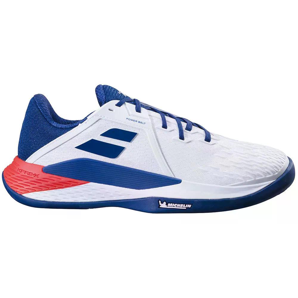 バボラ プロップ フューリー 3 クレーコート テニス シューズ （ White/EstateBlue ） | BABOLAT Prop Fury 3 Clay Court Tennis Shoes [t]