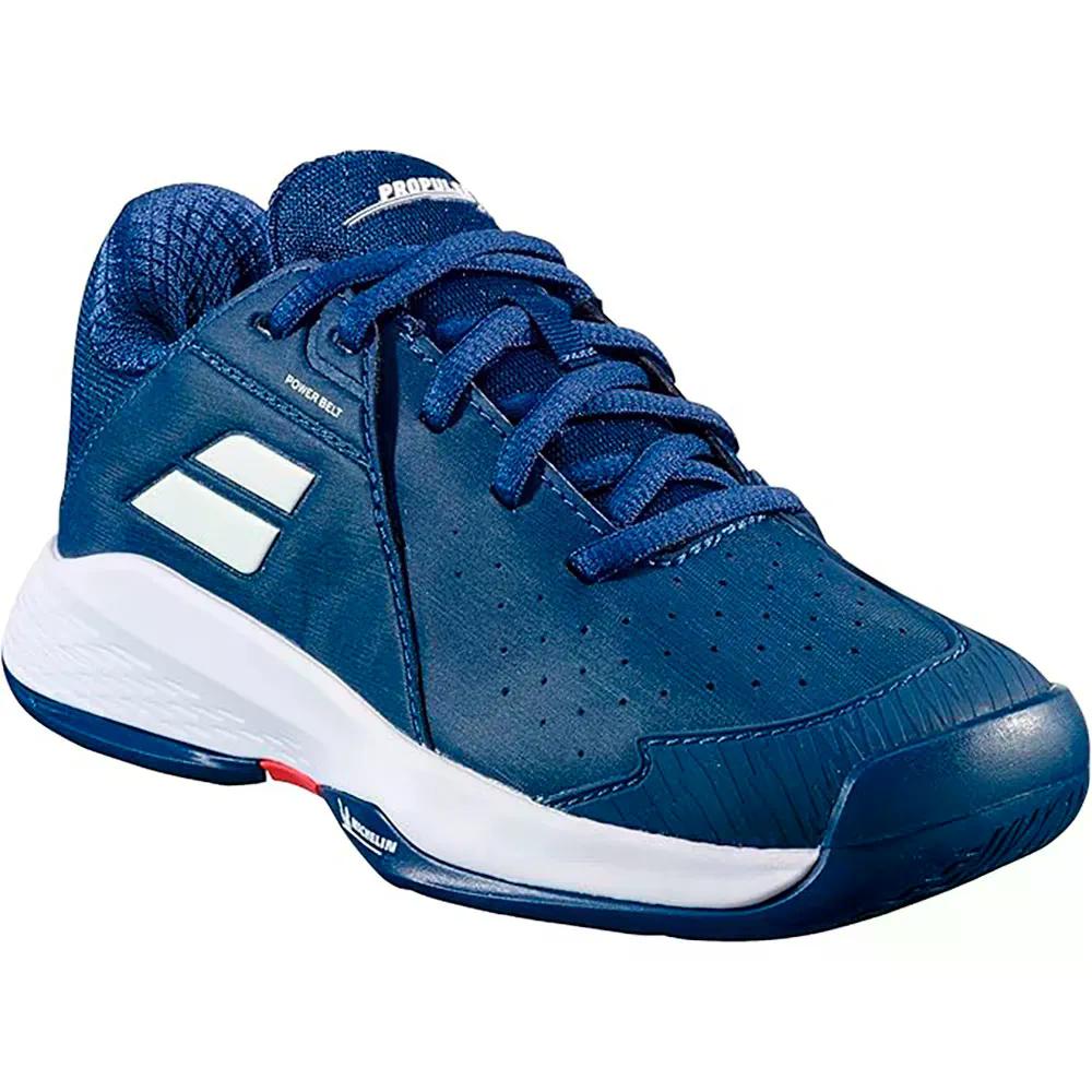 バボラ ジュニア プロップ 3 オールコート テニス シューズ （ EstateBlue/White ） | BABOLAT Junior Prop 3 All Court Tennis Shoes [t]