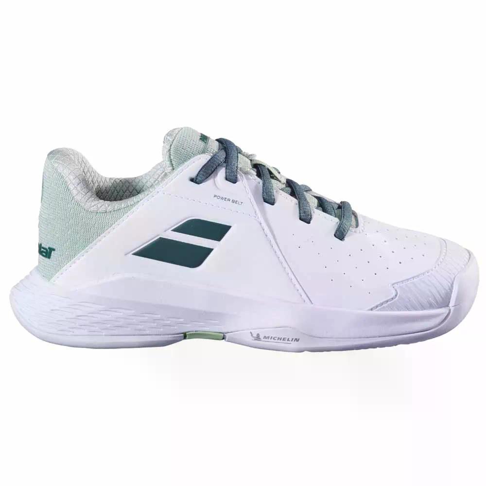 バボラ ジュニア プロップ 3 ウィンブルドン オールコート テニス シューズ （ White/DarkGreen ） | BABOLAT Junior Prop 3 Wimbledon All Court Tennis Shoes [t]