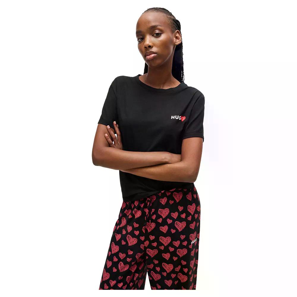 ヒューゴ ニッカ 10257077 ショートスリーブ パジャマ ウーマン Tシャツ （ Black ） | HUGO Nikka 10257077 short sleeve pyjama woman T-shir 