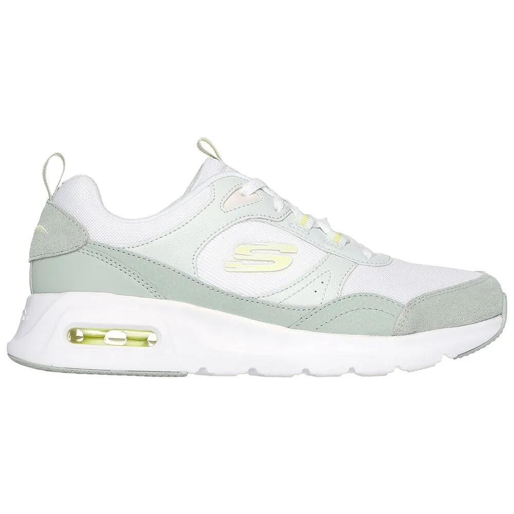 å㡼 å  塼 ǥ  White Leather / Mesh / Green Trim  | SKECHERS ...