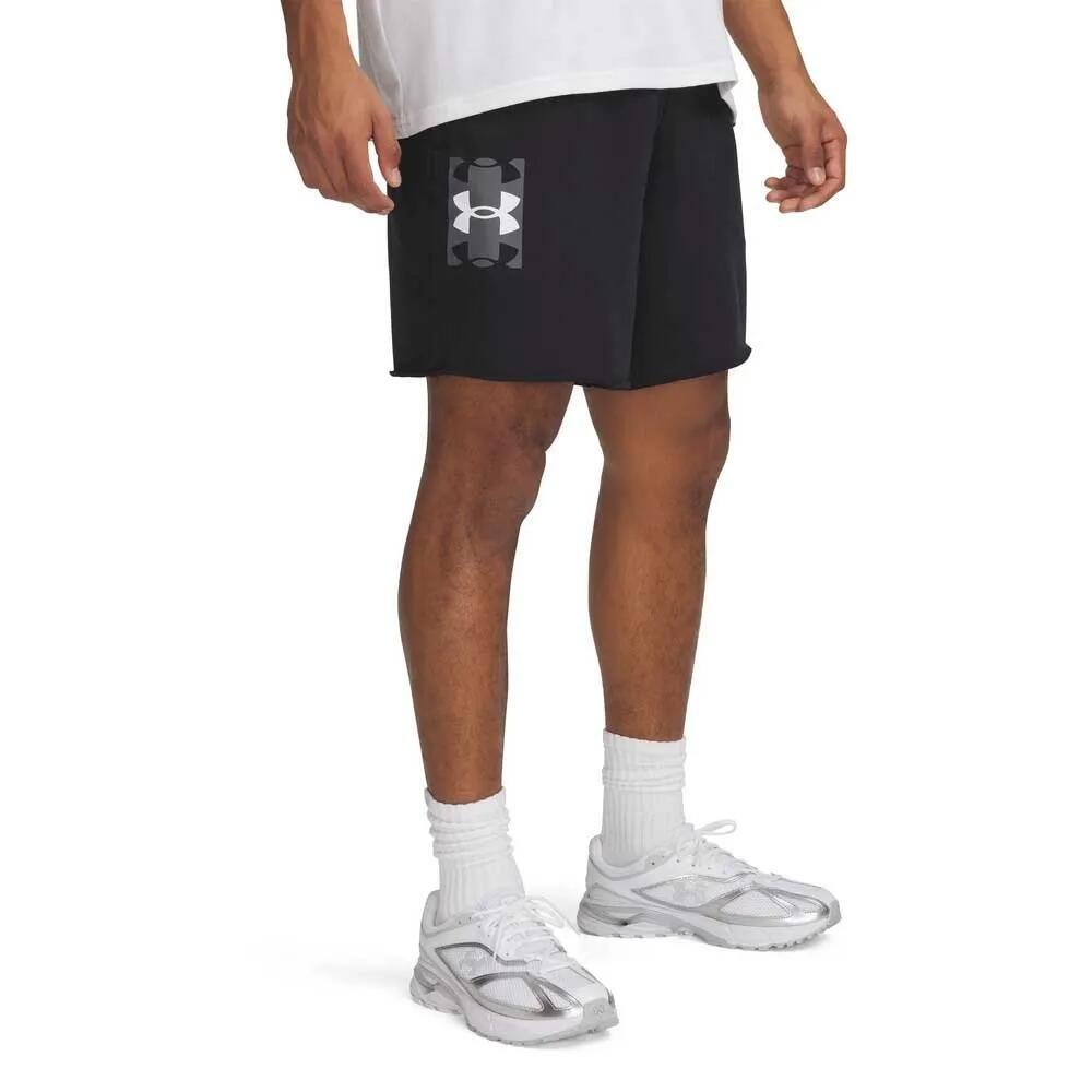 アンダーアーマー ライバル テリー ロゴ 8" ショーツ （ Black / Castlerock / White ） | UNDER ARMOUR Rival Terry Logo 8" shorts [t]
