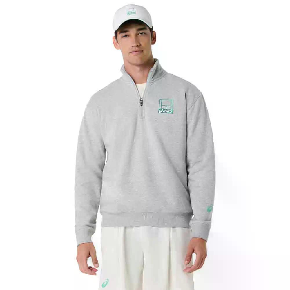 ASICS Court Core Graphic half-zip sweatshirt （ HeatherGrey ） 