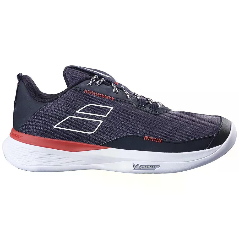 バボラ SFX エボ クレーコート テニスシューズ （ Black/FiestaRed ） | BABOLAT SFX Evo Clay Court Tennis Shoes [t]