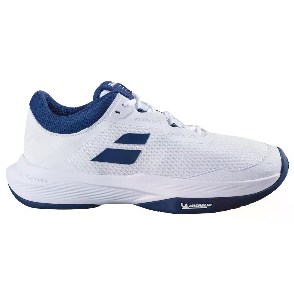 バボラ SFX 4 オールコート テニスシューズ （ White/EstateBlue ） | BABOLAT SFX 4 All Court Tennis Shoes [t]