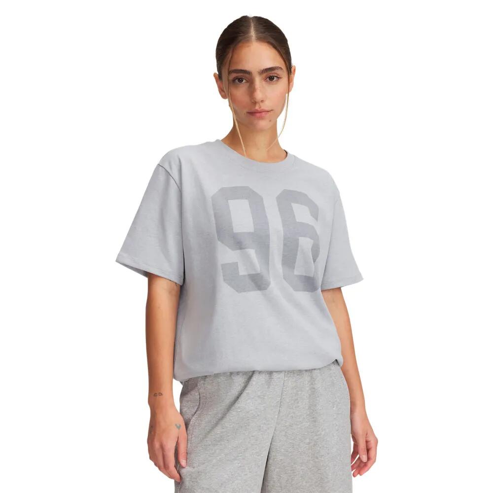アンダー アーマー ヘビィウェイト オーバーサイズ 96 ショート スリーブ ティーシャツ レディース （ Mod Gray Light Heather / Black / White ） | UNDER ARMOUR HeavyWeight Oversized 96 short sleeve T-shirt Women [t]
