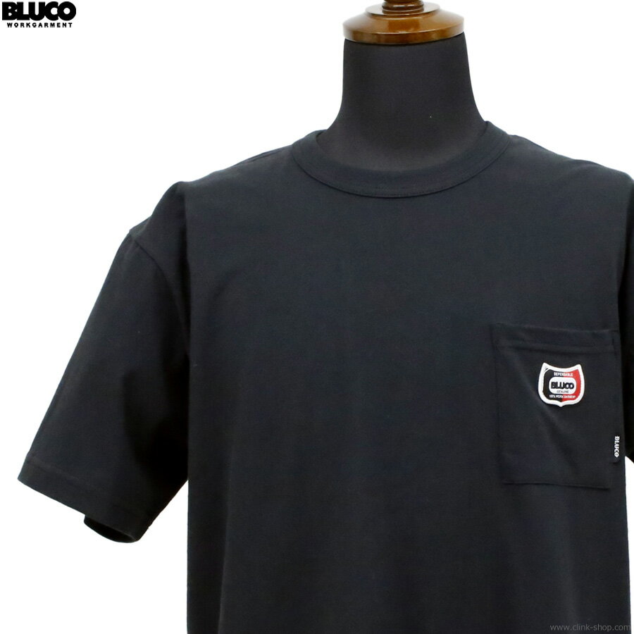 2026年春新作 BLUCO ブルコ 半袖Tシャツ メンズ オールシーズン 綿85％ ポリエステル15％ ブラック M-XL BLUCO ドライコットン ポケットTシャツ -Champ- (BLACK)  ロゴT ポケットTEE
