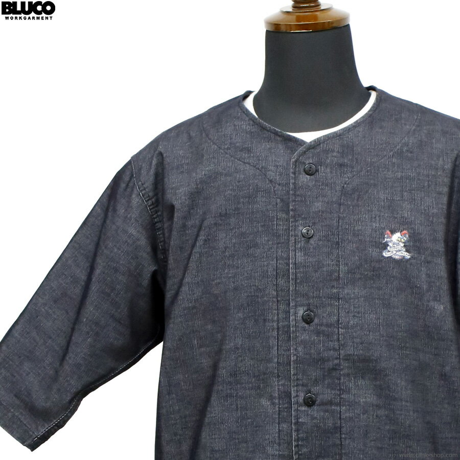 2026年夏新作 BLUCO ブルコ 半袖シャツ メンズ 春夏用 ポリエステル55％ 綿45％ ブラック M-XL BLUCO ストレッチ サマーコール 鯉口シャツ (BLACK) [163-11-0