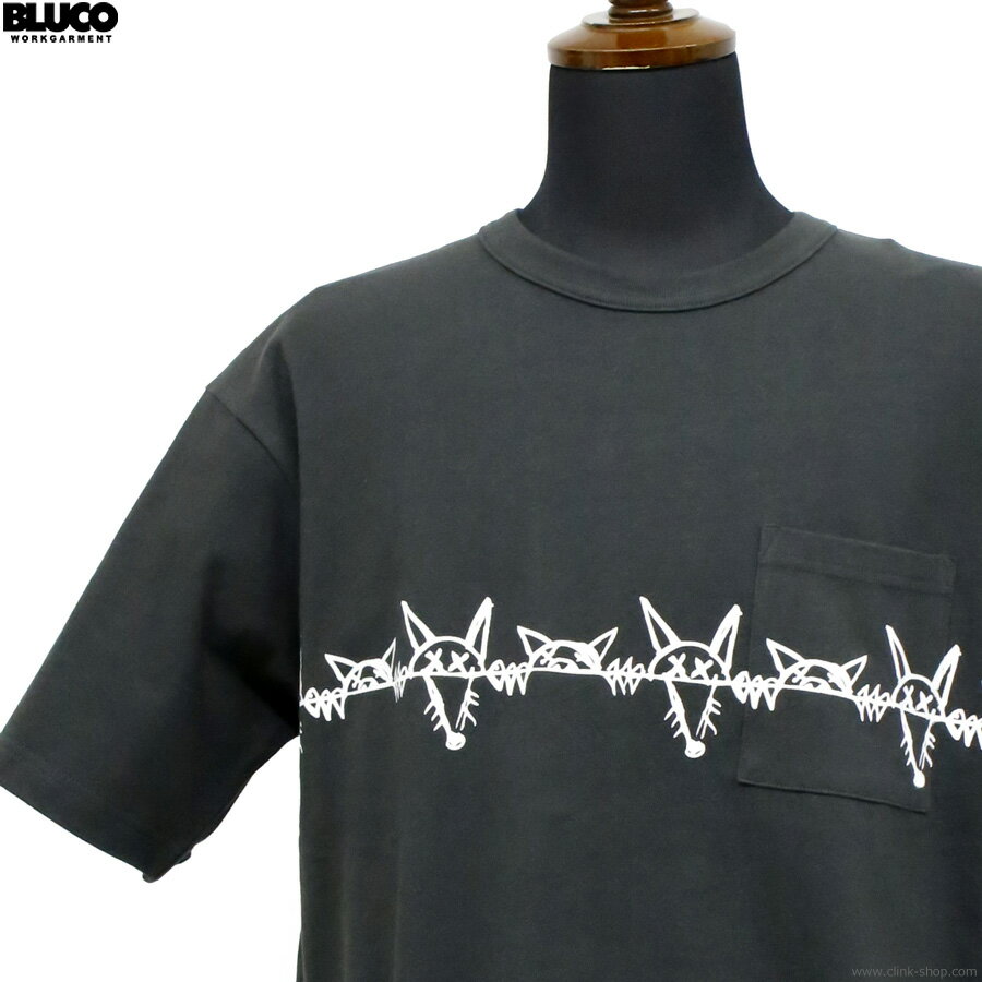 2026年夏新作 BLUCO ブルコ 半袖Tシャツ メンズ オールシーズン 綿100％ ブラック M-XL BLUCO DOGTOWN×BLUCO ポケットTシャツ -Rat&Pig- (BLACK)  ロゴT TEE