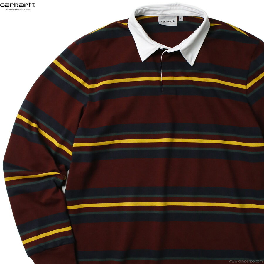 CARHARTT WIP カーハート CARHARTT WIP L/S OREGON RUGBY SHIRT (BORDEAUX) メンズ ロンT 長袖Tシャツ ボーダー ラガーシャツ インナー ルーズ ゆったり オーバーサイズのサムネイル