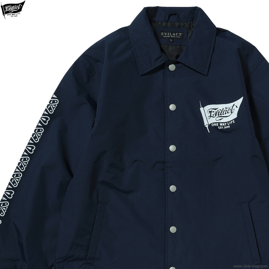 Rakuten - EVILACT イーブルアクト コーチジャケット メンズ 春秋冬 ナイロン100％ ネイビー M-XL EVILACT BANDANA COACH JKT (NAVY) [EA26-ACT1-J03] アウター ジャケット 防風 バイク バイカー アウトドア