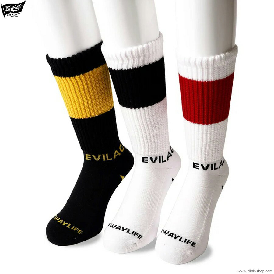 Rakuten - EVILACT イーブルアクト ソックス メンズ オールシーズン EVILACT LINE LOOSE SOCKS [EA26-LOOSE SOCKS] ルーズ
