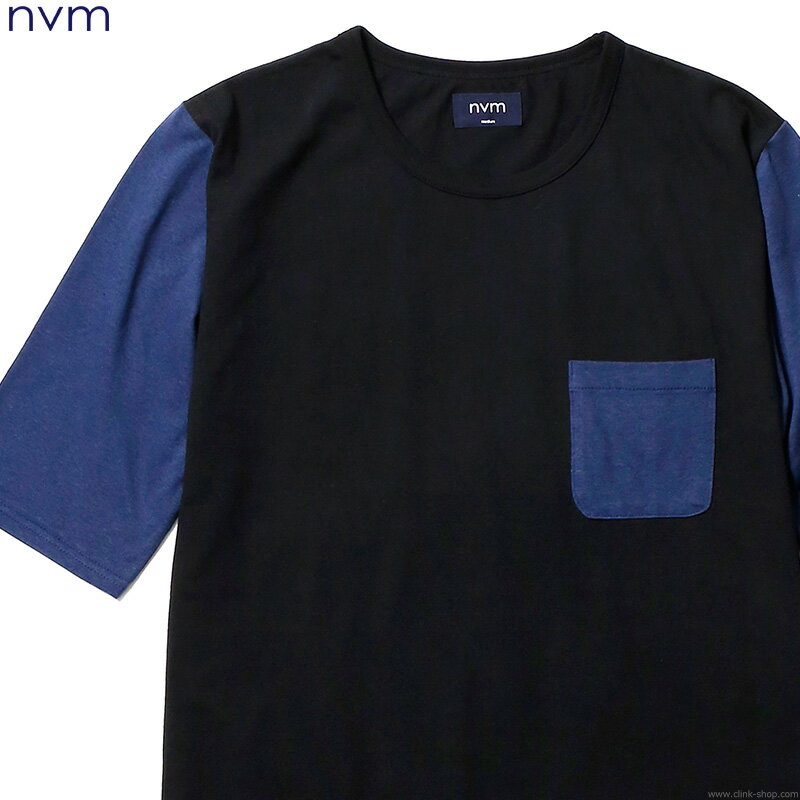 SALE セール 30％OFF NVM エヌブイエム NVM BB 1/2 T (BLACK×NAVY)  メンズ Tシャツ 5分袖 ブラック