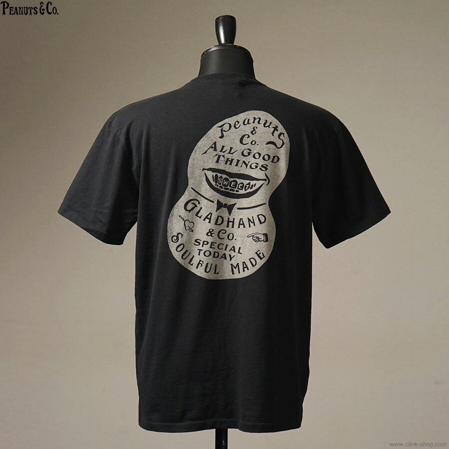 PEANUTS&COMPANY ピーナッツアンドカンパニー PEANUTS & CO. × GLAD HAND & Co. Mr.SMILEY - S/S T-SHIRTS (BLACK) メンズ Tシャツ 半袖 ブラック ピーナッツカンパニー コラボ